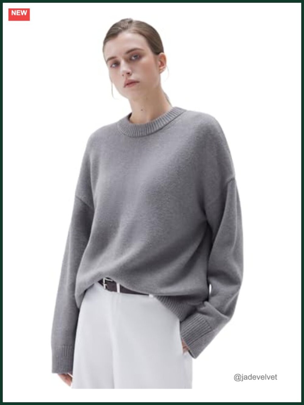 Cashmere Blend Oversized Crew Neck Pullover Sweater Long Sleeve